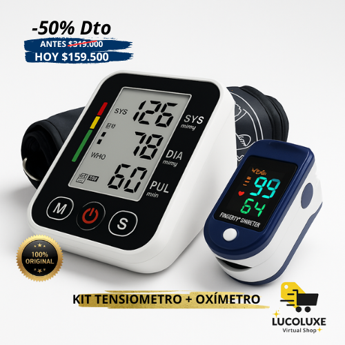 Kit Salud Premium: Tensiómetro Digital + Oxímetro + 4 Guías Gratis